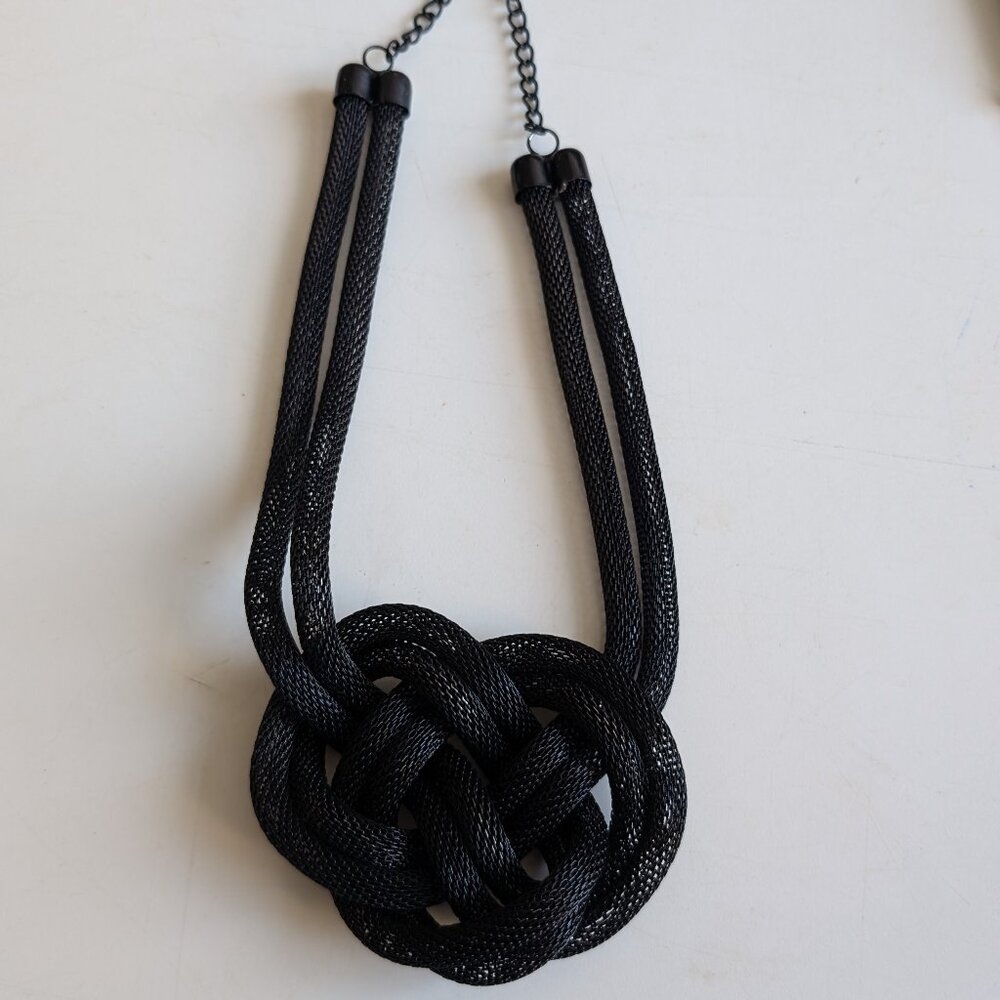 Black Statement Necklace - Fancy Knot